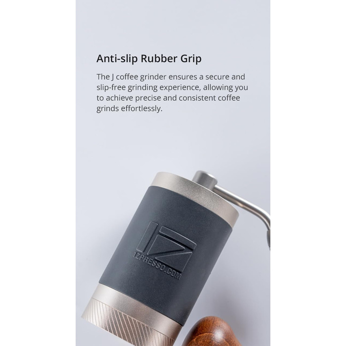Кавомолка 1Zpresso J срібна, 35 г, з конічним жорном з нержавіючої сталі та регулюванням помелу