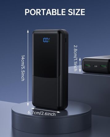 Повербанк Coblob 27000 мАг, швидка зарядка USB C 30 Вт, LED-дисплей, 3 виходи, 2 входи, чорний