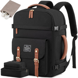 Рюкзак LOVEVOOK для ручної поклажі в літак, жіночий, водонепроникний, універсальний, для ноутбука 17 дюймів, шкільний, для студентів, подорожей, чорний/коричневий, 45x32x15 см