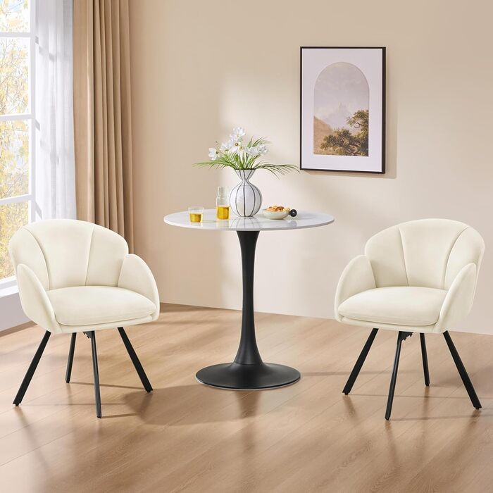 Офісний стілець Yaheetech 360° обертовий, оксамитовий, з подвійним сидінням, бежевий - для офісу, спальні, вітальні