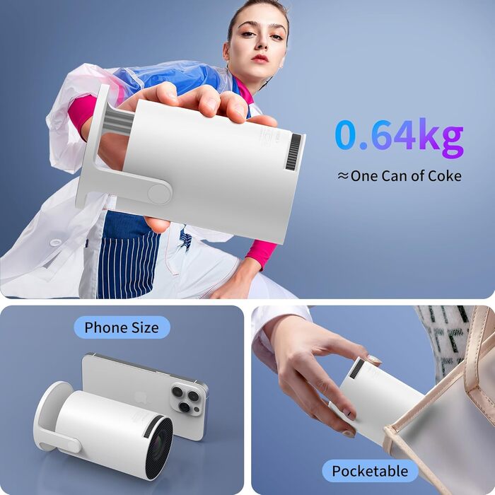 Смарт проєктор Yoton Y4 Mini Beamer: 1080P, WiFi, Bluetooth, Android TV, корекція трапецеїдальних спотворень, для домашнього кінотеатру, сумісний з Phone/PC/Mac/Switch, білий