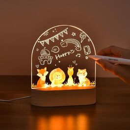 Персоналізований нічник для дитини, персоналізована приліжкова лампа для дітей USB персоналізовані подарунки дітям, подарунок на день народження для дівчинки хлопчика з принтом тварин на максимум 60 символів.