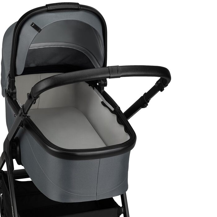 Дитяча коляска MoMi GISELLE 2 в 1 комбінована, сіра, з функцією візка, 5-точкова система безпеки, від народження до 22 кг, з корзиною для покупок, матрацом, дощовиком та пеленатором