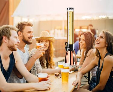 Набір для розливу пива OGGI Bierturm 3L з краником та охолоджувальною трубкою для льоду, 3 літри, з нержавіючої сталі, для вечірок та свят