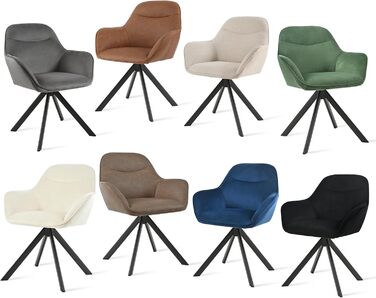 Обідній крісло для кухні/офісу, бежевий, з підлокітниками, 6 шт. в наборі, з металевим каркасом та м'яким сидінням з поліестеру