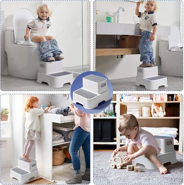 Унітаз дитячий з драбинкою та підставкою Deanic (Сірий) для дітей від 1 до 6 років + 2 подушки та щітка