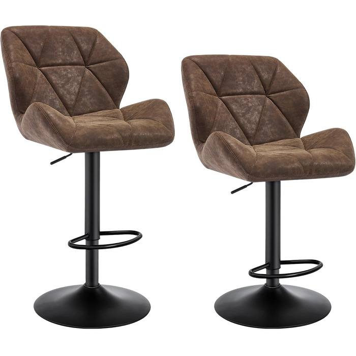 Барні стільці WOLTU 2 шт. - комплект, регульована висота, обертання, штучна шкіра, сталь, темно-коричневий