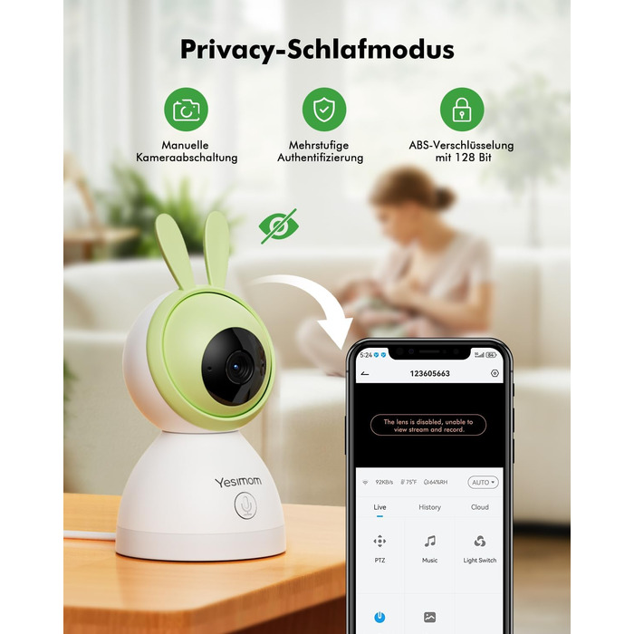 Відеоняня з камерою 1080P HD PTZ 360° та Wi-Fi: монітор для немовлят з додатком, нічним баченням, 4x Zoom, детекцією руху/звуку, двостороннім аудіо, автотрекінгом та сповіщеннями