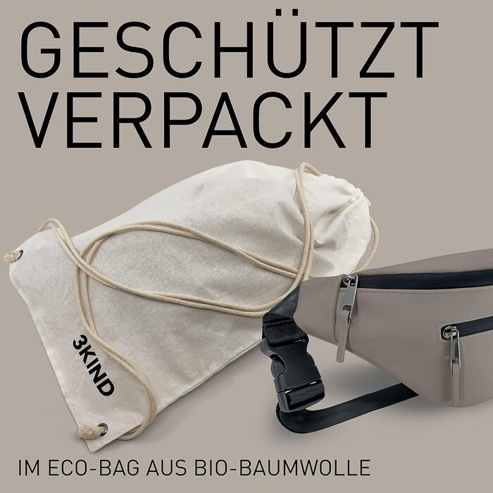 Поясна сумка преміум-класу та нагрудна сумка для жінок та чоловіків (штучна шкіра) - поясна сумка та сумка через плече Високоякісна сумка для відпочинку, спорту та подорожей - Стильна, елегантна сумка через плече та слінг (1.2 л) (сіра), 3KIND -