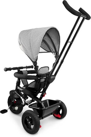 Триколісний велосипед HyperMotion з ручкою для батьків 3-в-1, сірий - для дітей від 1 до 4 років (до 20 кг)