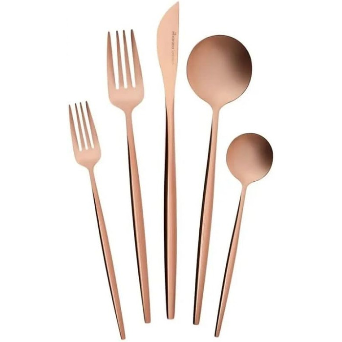 Набір столових приборів Karaca Orion 60 предметів на 12 осіб - нержавіюча сталь, ножі, виделки, ложки, блискучі ножі та виделки, кухонний набір (Матова рожева золото)