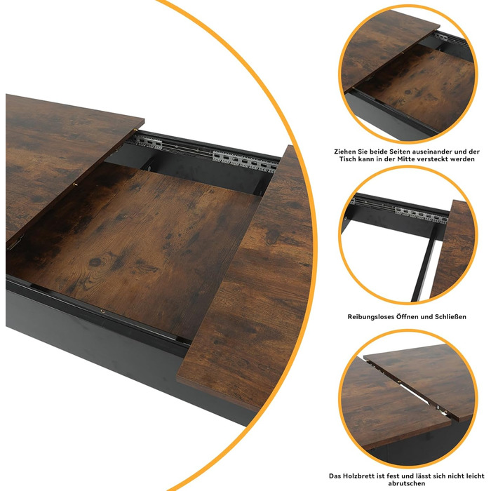 Розсувний обідній стіл Artethys 105/150x70 см - індустріальний стиль, для кухні, їдальні, вітальні