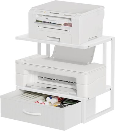 Підставка для принтера на стіл з ящиком для документів, органайзер для офісу, підставка для принтера, факсу, сканера (білий)
