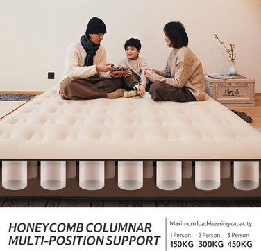 Надувна матрац Naturehike для 2 осіб з електричним насосом, 200x150x25 см. Самостійно надувна, преміум-якість, для кемпінгу та дому. Колір: коричневий.