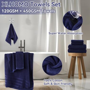 Комплекти аксесуарів для ванної кімнати, 9 предметів: сміттєвий бак, лоток для косметики, дозатор мила, мильниця, стакан для зубної щітки, щітка для унітазу та тримач для ватних паличок (Глиняний, Морська блакить, Комплект для ванної + штора + рушники)