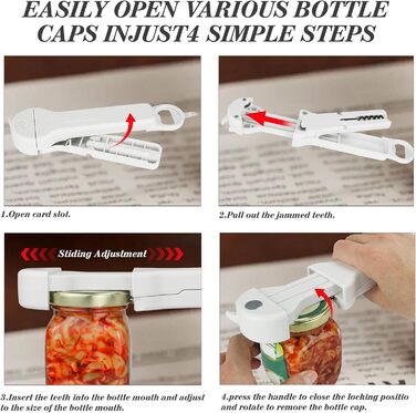 Набір відкривачів для пляшок та банок 7-в-1 для людей похилого віку з артритом, з магнітним механізмом, білий