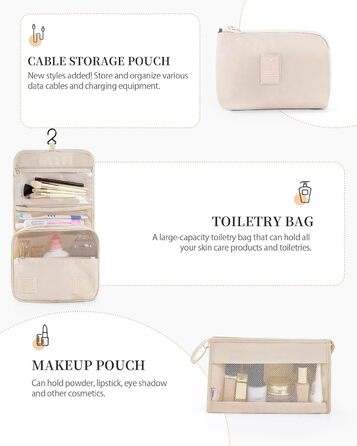 Набір органайзерів для подорожей Anjing (11 предметів), водонепроникні пакувальні куби для валізи, навігаційні органайзери для одягу, темно-синій/бежевий