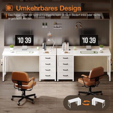 Комп'ютерний стіл ODK з 4 шухлядами 120x48x75.7 см, білий, з тримачем для навушників