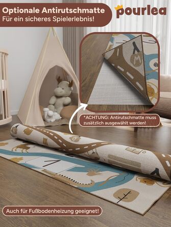Килим для дитячої кімнати Килим для ігор Oeko-Tex Двосторонній килим для сафарі та автомобілів Вуличний килим (120 x 160 см)