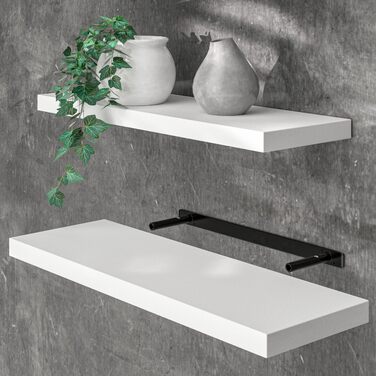 Полиця настінна Casaria Holz Schwarz (Чорна) з кріпленням, вантажопідйомність 15 кг, для кухні, вітальні, коридору, книжкова полиця, плаваюча полиця, матова