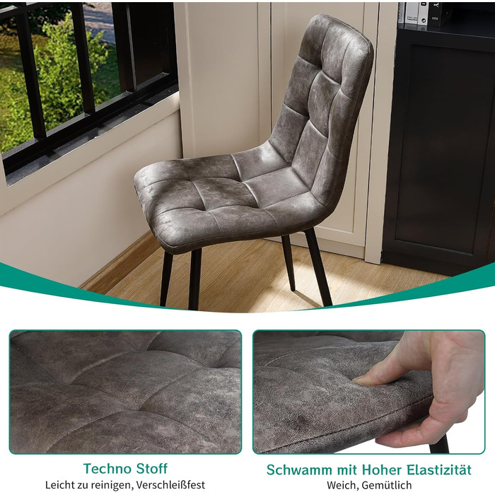 Набір обідніх стільців Techno, коричневі, з металевими ніжками, для кухні, вітальні, зони очікування (6 шт.)