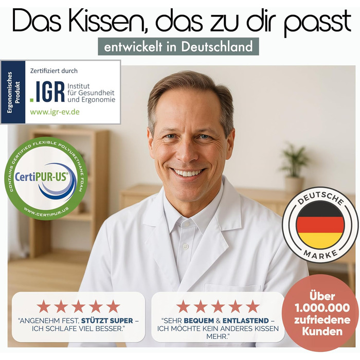 Ортопедична подушка Blumtal з Memory Foam для підтримки шиї, 70x36x11 см, знімний чохол, сертифікат Oeko-TEX®