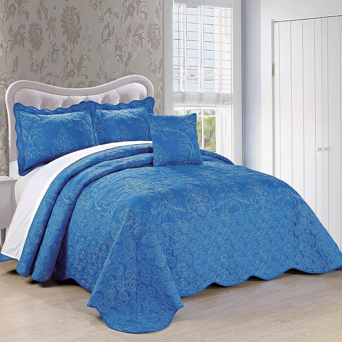 Комплект покривал з дамаску Serenta, 4 шт. и, великого розміру для двоспальних ліжок (280 x 304 см), світло-зелений 110 x 120 (110 x 120', Blue - Palace Blue)