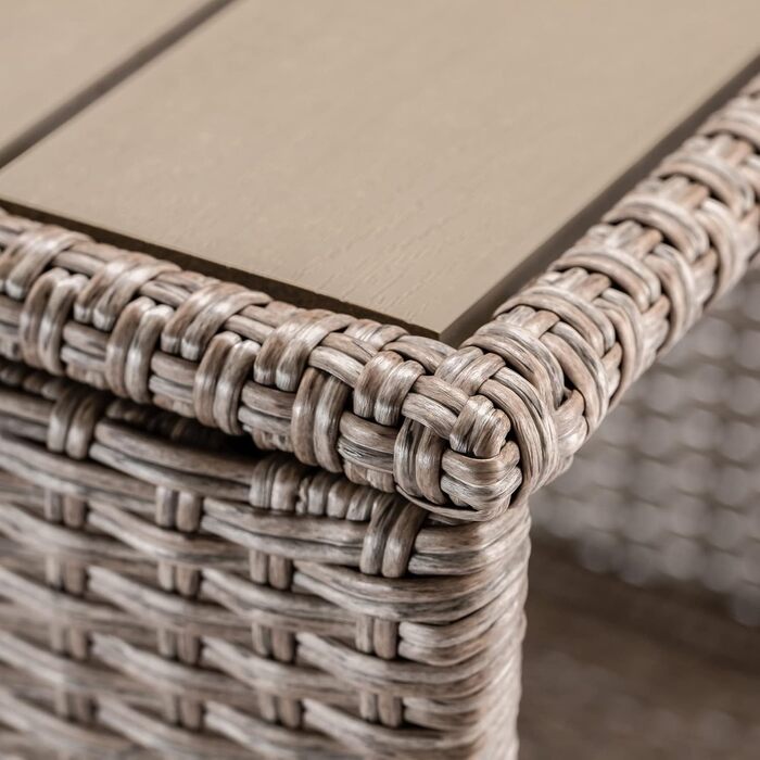 Журнальний столик Casaria Poly Rattan з WPC, 45x45x40 см, 80 кг, Стійкий до погодних умов, Відкритий, Кремовий