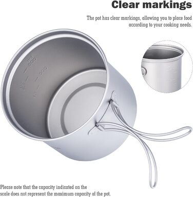 Набір посуду iBasingo з титану (2 шт.): каструля 1000мл, сковорода 500мл для кемпінгу та відпочинку на природі