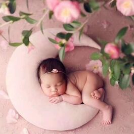 Подушка для позування новонароджених, підставка для дитячої фотографії, подушка для позування у вигляді півмісяця для маленьких дівчаток і зірок, позиціонер для фотосесії, подушка для позування (рожевий)