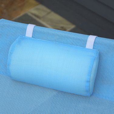 Розкладне крісло для відпочинку на сонце з подушкою для голови, 5-рівневе регулювання спинки до 120 кг, блакитне