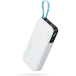 З кабелем USB-C, швидка зарядка, для iPhone, MacBook, Galaxy, Білий, 20000mAh 45W