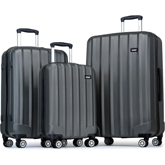 Валіза ABS з жорстким корпусом, 4 колеса та замок, сірий колір, комплект