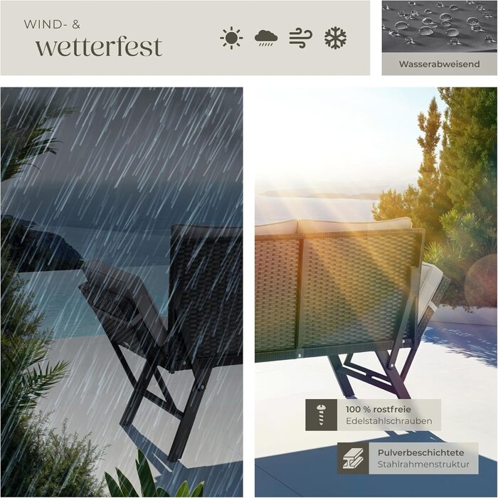 Садовий диван-шезлонг Tectake з ротангу, сірий - вуличні меблі для відпочинку з функцією сну та відкидними підлокітниками