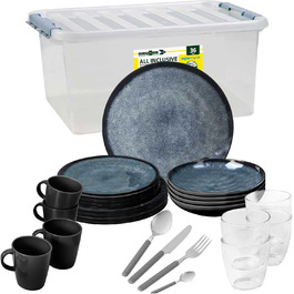 Набір посуду для кемпінгу Brunner Outdoor in Motion Melamin | 8 предметів | Тарілки, миски, чашки | Для 1-2 осіб | Tête a Tête Venetian | Зміцнений, антиковзний