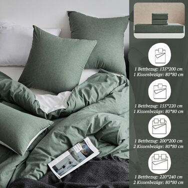 Набір постільної білизни SOULFUL 155x220, бавовна, салатовий, 2 шт. (1x155x220, 1x80x80)
