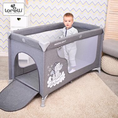 Lorelli Babybett und Laufstall Moonlight 2 в 1: дитяче ліжко та манеж для ігор, рожевий. Від народження до 15 кг, складаний, з транспортною сумкою.