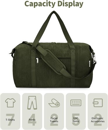 Ручна поклажа Narwey 40L Army Green - Дорожня сумка жіноча/чоловіча 52x35x22 см