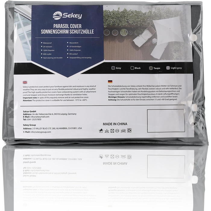 Захисний чохол для парасольки/зонту, водонепроникний, 260x65 см (темно-сірий)