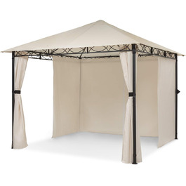 Альтанка садовий намет Pergola marquee, розмір 2,95 х 2,6 х 2,95 м (ШхВхГ), 4 бічні панелі, концепт EasyMount, захист від негоди УФ/вітер/дощ, бежевий