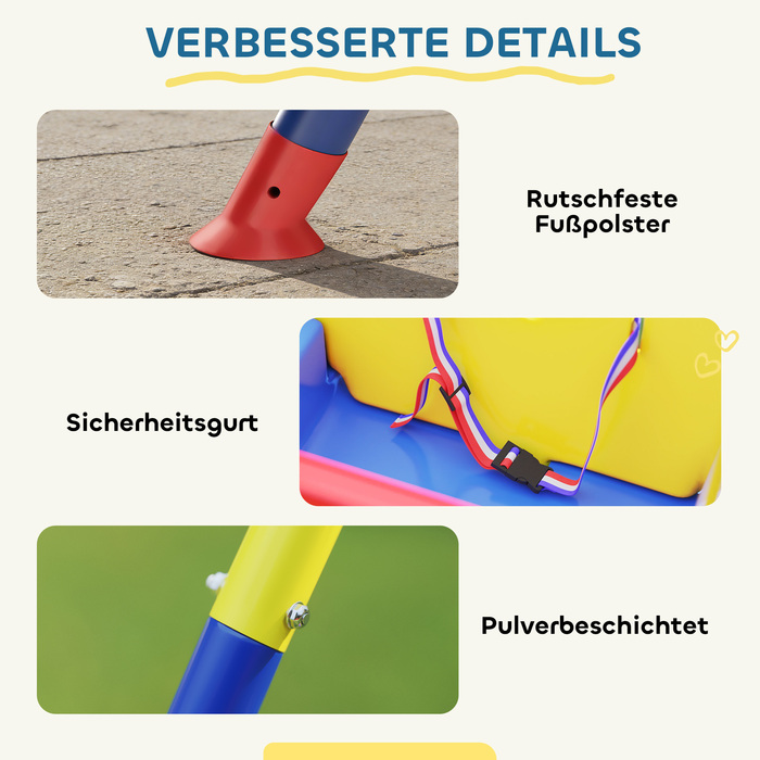 Дитяча гойдалка 3-в-1: регульована гойдалка з підставкою для спини, ремінним ремінцем безпеки, розміром 128 x 155 x 157 см, блакитна