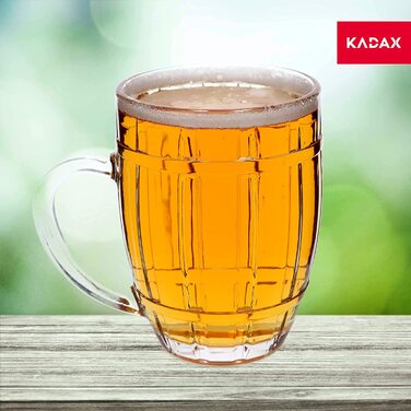 Пивний кухоль KADAX, пивний келих з ручкою, товста основа, високоякісне скло, міцний кухоль, контейнер для пива, можна мити в посудомийній машині (Benno, 520 мл)