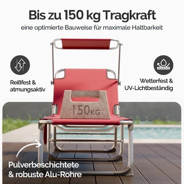 Шезлонг Ibiza Ruby Red 190x59x29см Alu Sun Canopy