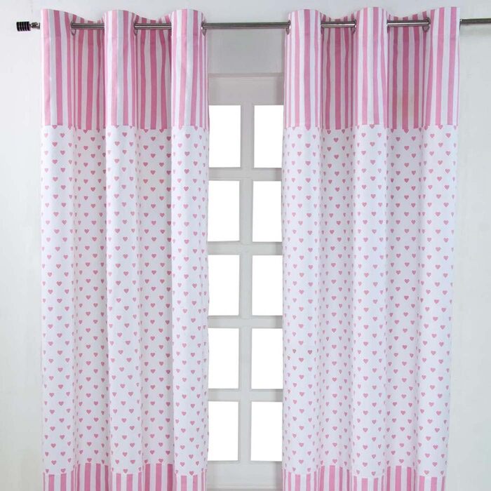 Дитячі штори для дівчаток комплект з 2 шт. , 100 бавовна, 137x228см, рожевий