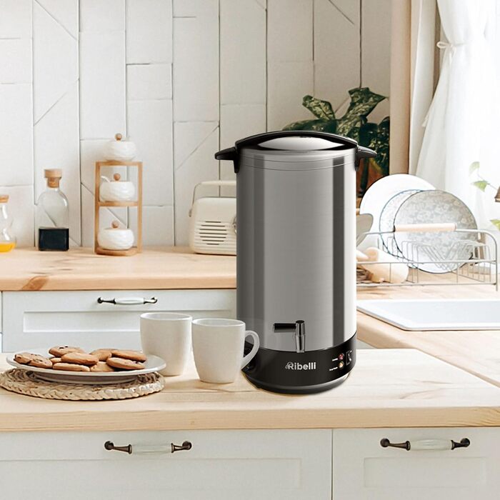 Глювайнер Ribelli 22L з нержавіючої сталі: дозатор гарячих напоїв, регулювання температури 30-100°C, також як пароварка