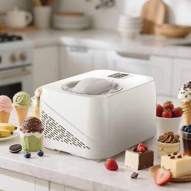 Машина для приготування льоду з компресором 1л, самостійно охолоджувана знімним контейнером для льоду, з лопаткою/мірювальним циліндром з позначками