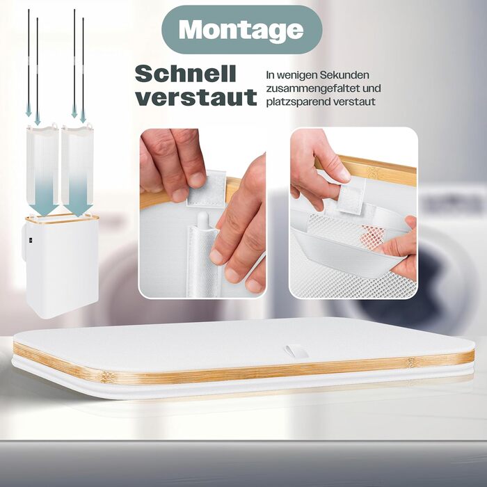 Кошик для білизни KESSER® з кришкою, 2 відділення, складний | Коробка для білизни, кошик, контейнер | 3 знімні мішки для білизни, сортер з інструкціями (140 л, білий)