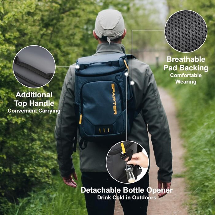 SPARTER Рюкзак-холодильник на 33/49 доз, ізольований терморюкзак, вологостійкий, легкий, для пляшок, на пляж, у подорожі, кемпінг, обід (темно-сірий)