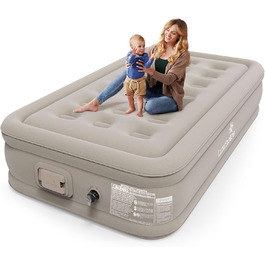 Надувне ліжко 2 персони, надувна матрац з самонадуваністю, портативний насос, антизносний та антишумовий матеріал преміум-якості. Підходить для кемпінгу або дому (одиночне).