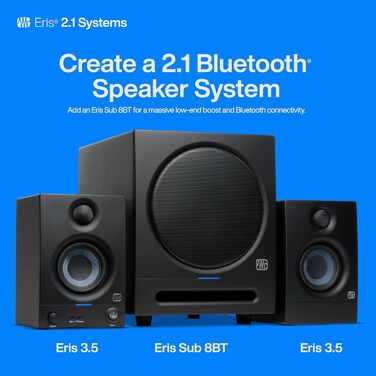 Акустична система PreSonus Eris 3.5 Gen 2, 50 Вт, чорна - для мультимедіа, геймінгу та студійної музики